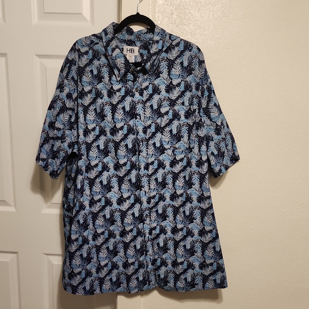 Harbor Bay Casual Blue and Black Button Down Shirt